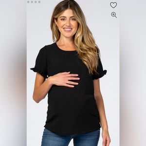NEW Black Ruffle Sleeve Maternity Blouse - Pinkblush